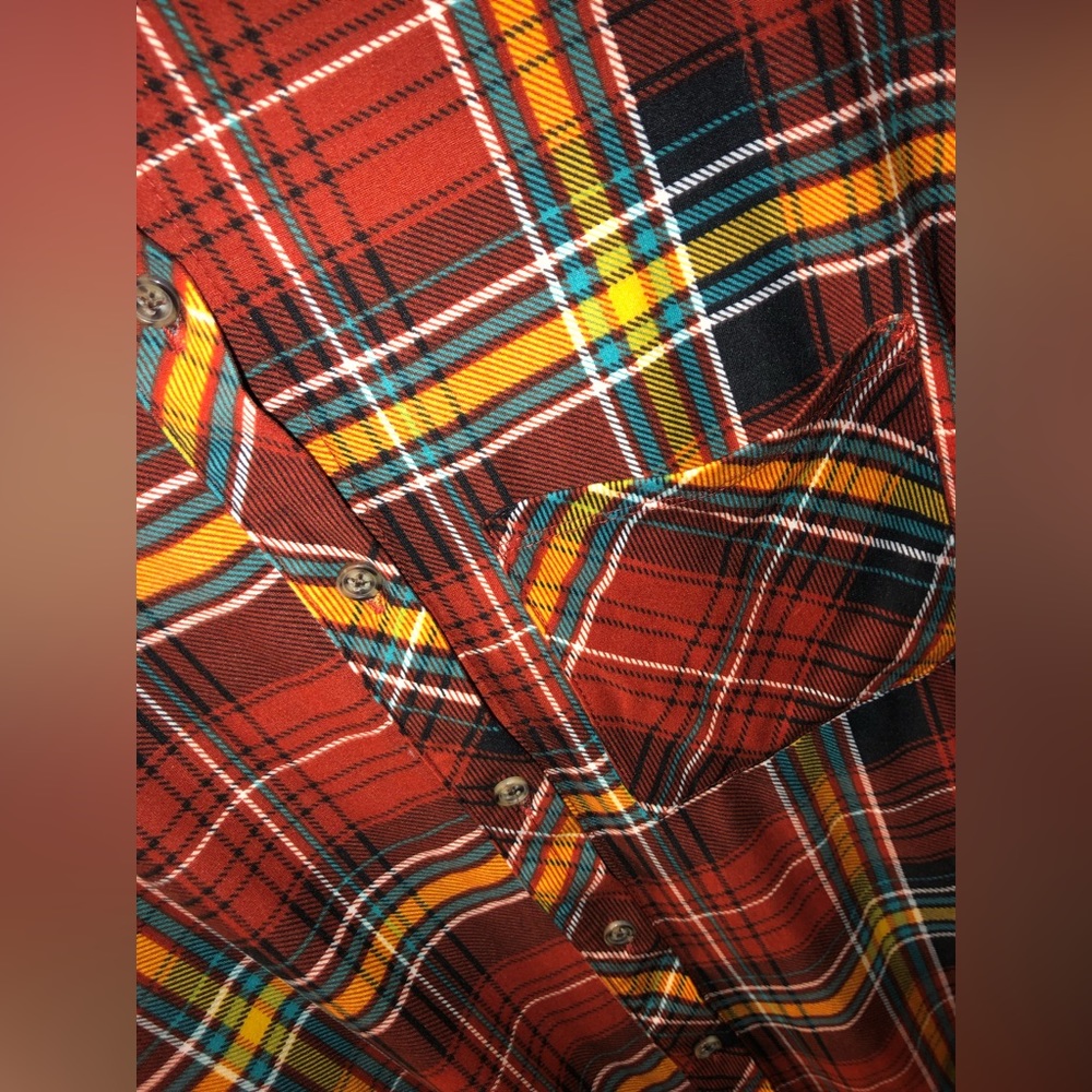 Plus Size Plaid Top with Roll Up Sleeves.